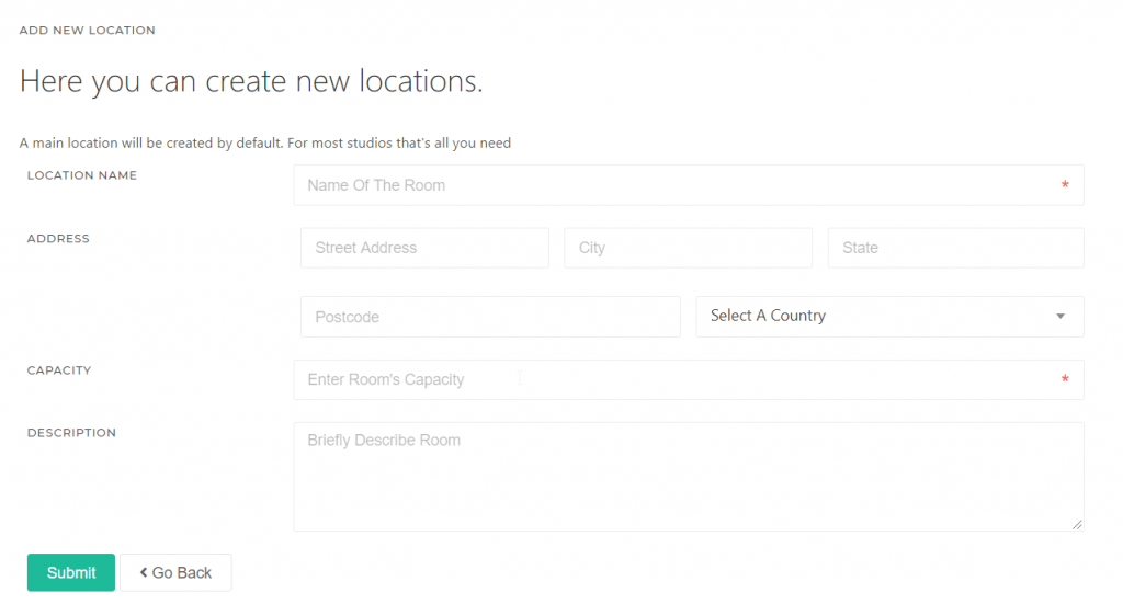 Adding a new location or room in Kriya Software