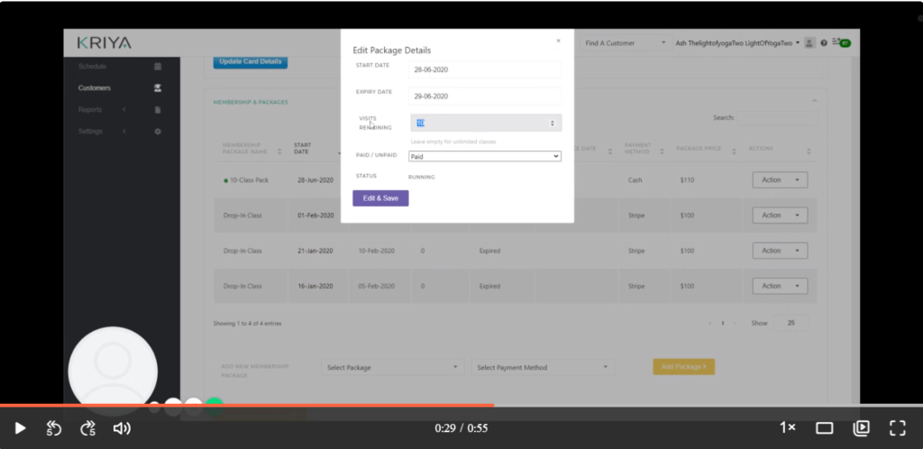 Adjusting Customers Visits Left on a Pass