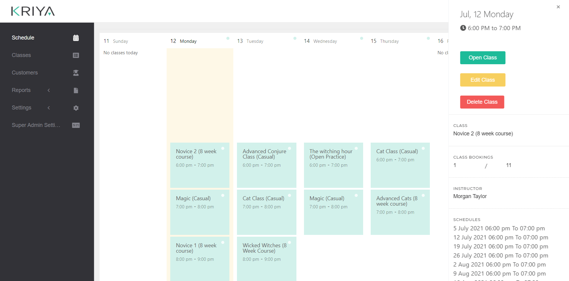 Manage Pole Dancing Classes Schedule - CoreBookings