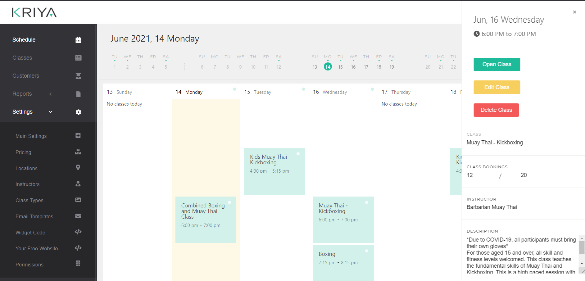 Muay Thai Kickboxing Martial Art Classes - KRIYA Software