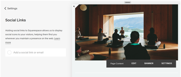 Add social links to your yoga website