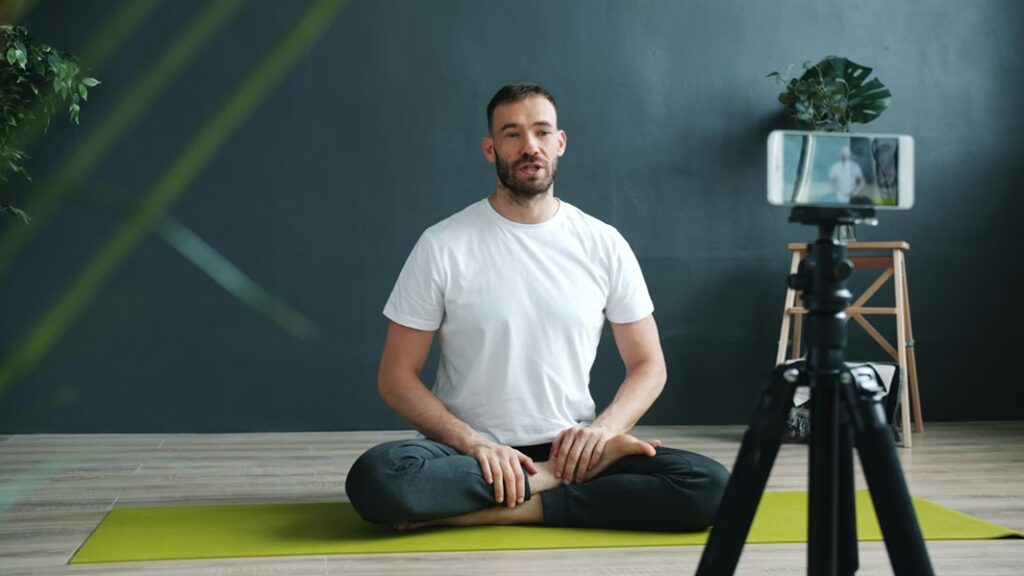 Taking yoga class online - Camera position