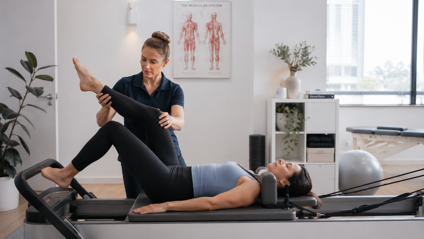 One-on-one physio Pilates session in an Australian clinic