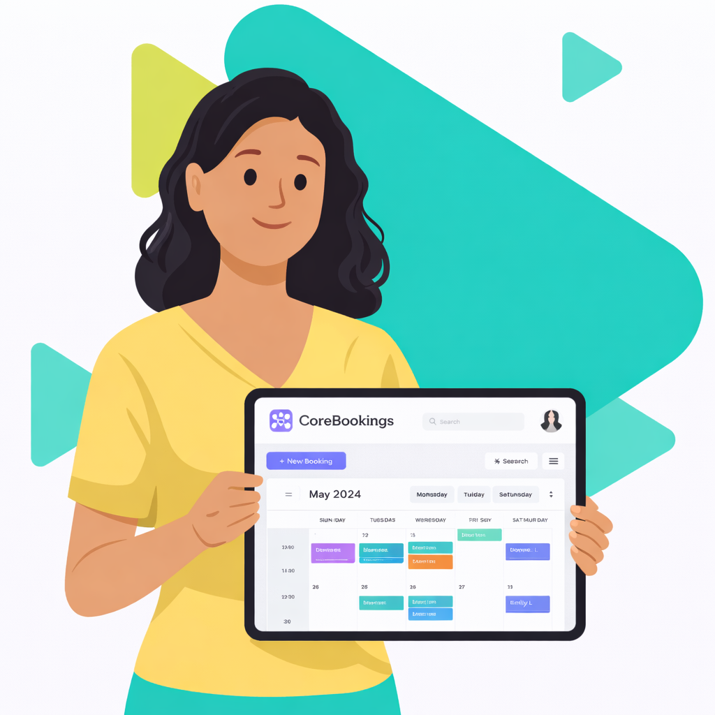 Studio owner using CoreBookings on a tablet